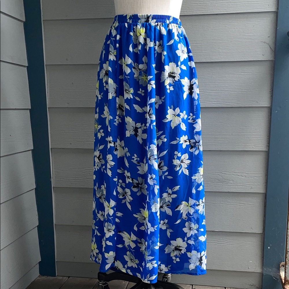 Floral Blue Maxi Skirt